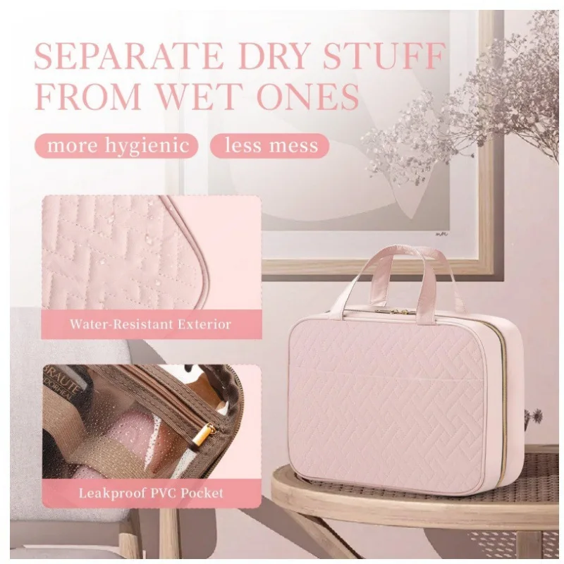 حقيبة غسيل للسفر مع حقيبة غسيل بخطاف وحقيبة مستحضرات التجميل ومجموعة غسيل السفر المحمولة