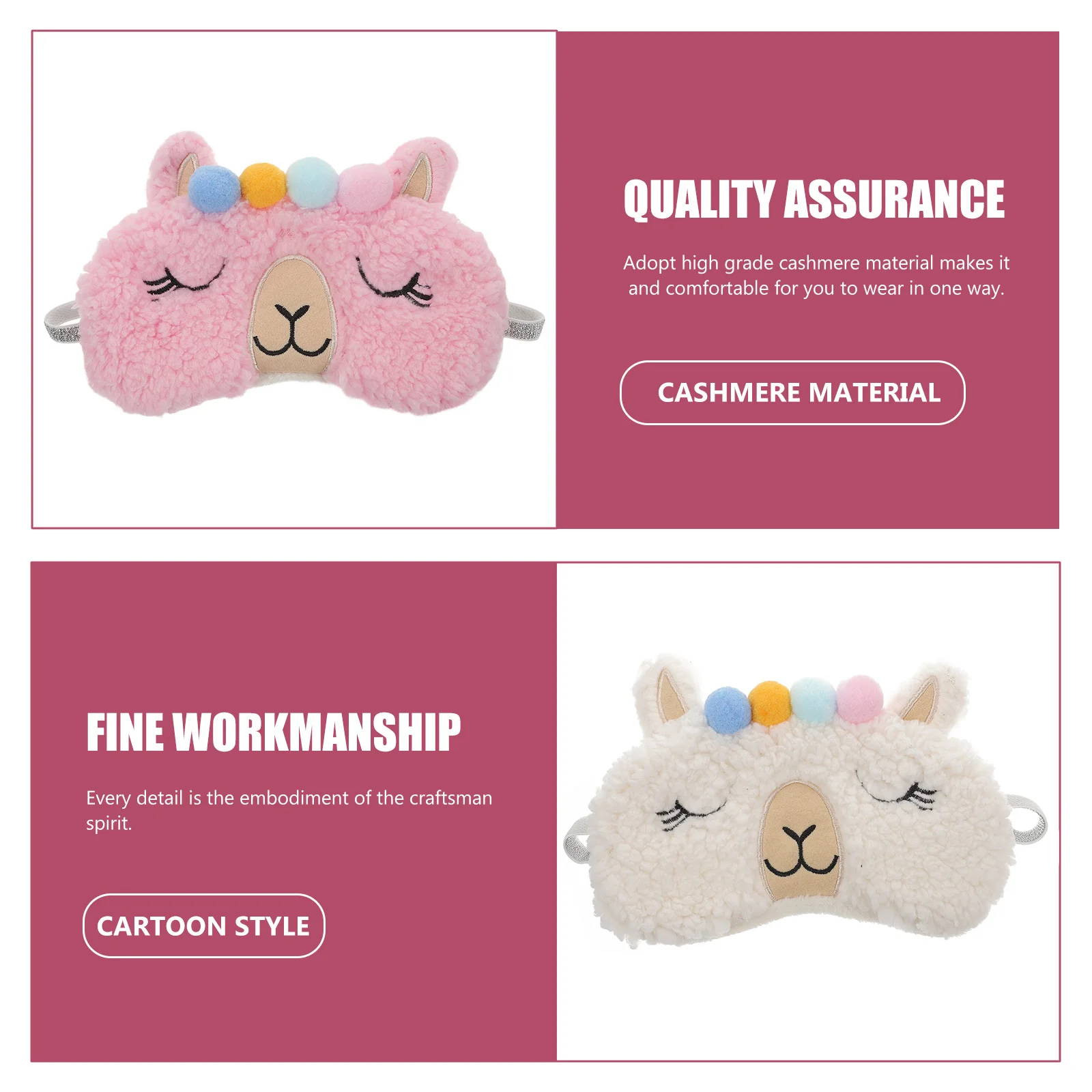 

2pcs Sleep Eye Mask Portable Travel Cover Comfort Supple Lightproof Alpaca Design Blindfold for Men Women