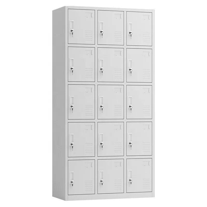 Supermarket Factory Employee Storage Metal Locker with 15 Iron Doors Steel Wardrobe Cabinets Lockers