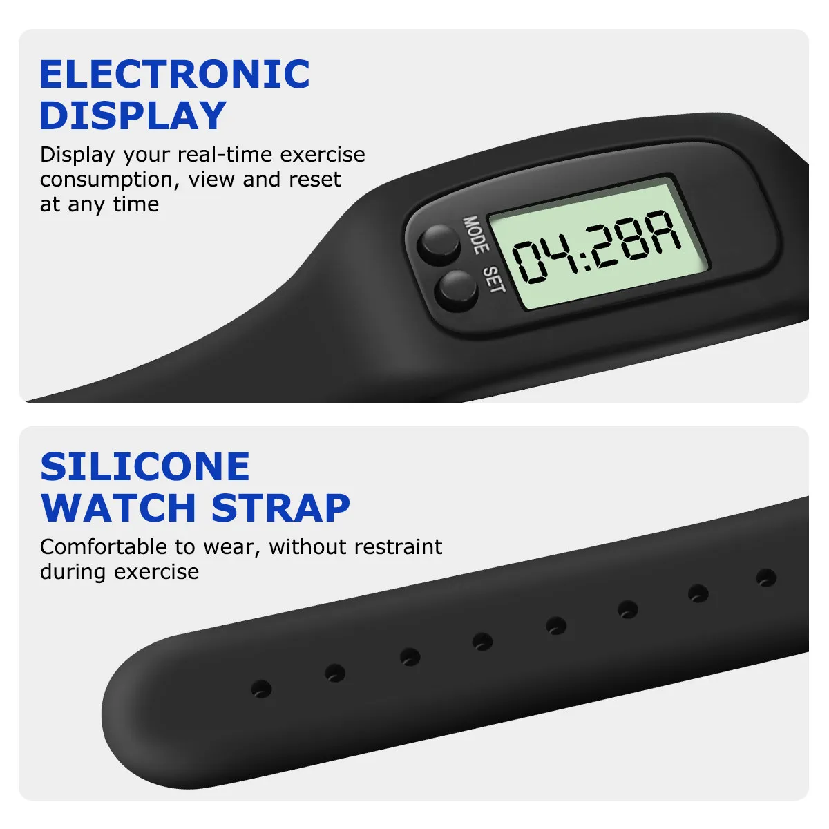 

2Pcs Pedometer Step Counter Electronic Watch Black Digital LCD Calorie Counter Distance Tracker Fitness Band Electronic Watch