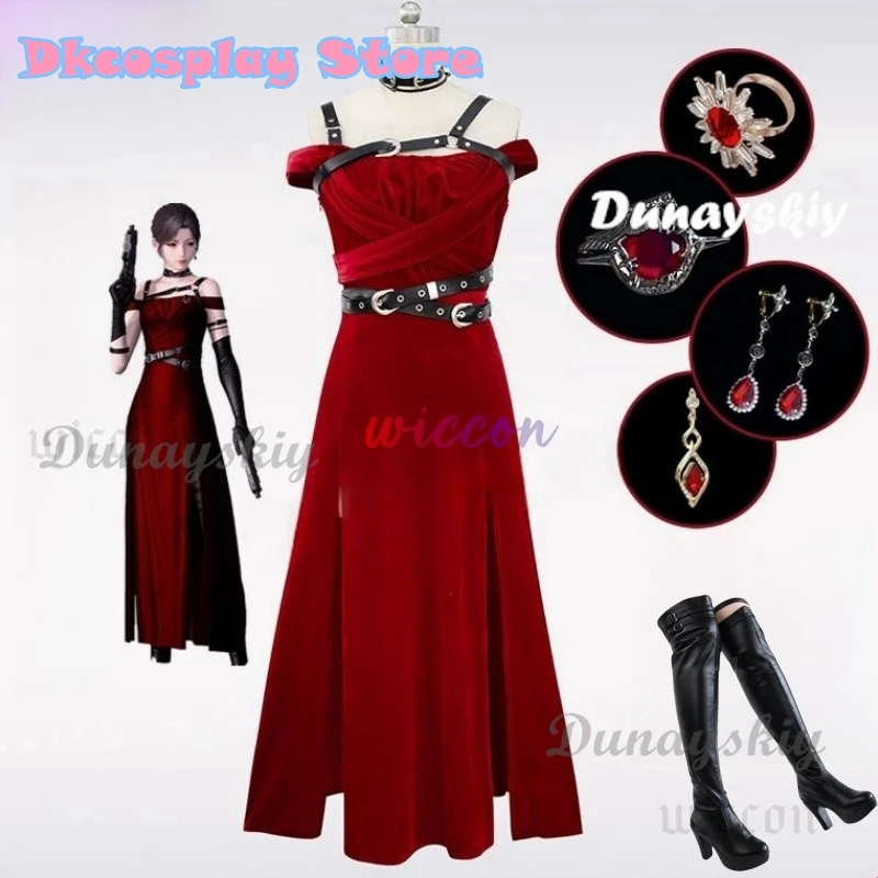 Love And Deepspace Rotes Kleid The Darkness Is Beautiful Roter Samt Heldinnen Cosplay Kostüm Spiel Party Uniform Stiefel