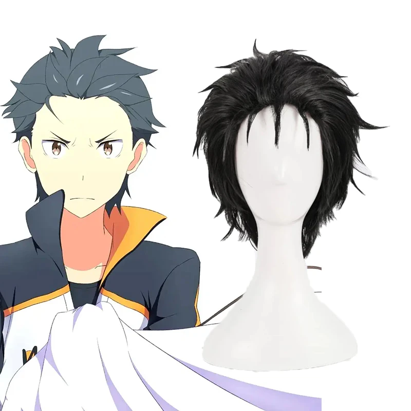 Peruka do cosplayu Natsuki Subaru, anime Re:Zero - Życie w innym świecie, na Halloween, Boże Narodzenie, karnawał, dla mężczyzn