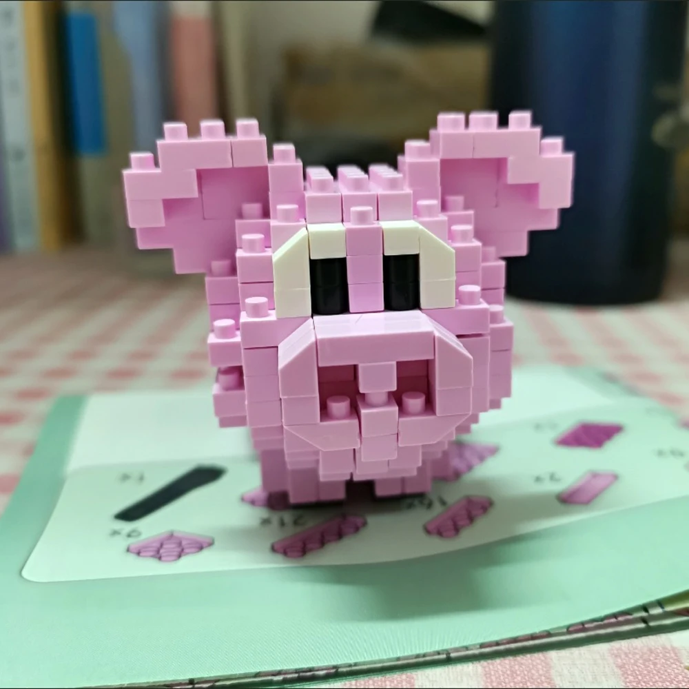 3D Tier Super Mini Rosa Schwein Panda Hamster Schnecke Montage Mikro-Bausteine Spielzeug - Einfaches Puzzle-Geschenk für Kinder, Partyzubehör – Detail 10