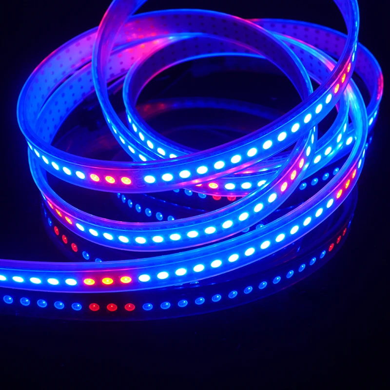 Imagem -05 - Rgb Tira Conduzida Inteligente 5v Ws2812 Endereçável ic Pixel Luzes 30 60 74 96 144 Leds m Fita de Néon Flexível Ip30 65 67 15m Ws2812b 5050