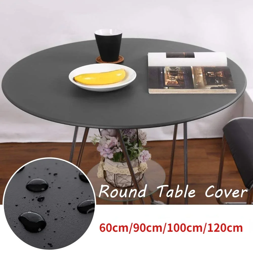 

1PC Weding Round Table Cover Waterproof Case for Dining Table Oil-Proof Elastic Tablecloth Fitted Wedding Decoration House Hotel