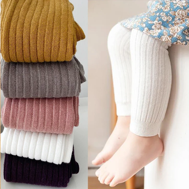 1 primavera outono calças do bebê recém-nascido meninas leggings cor sólida algodão com nervuras calças crianças leggings 0-6 anos para meninas meninos
