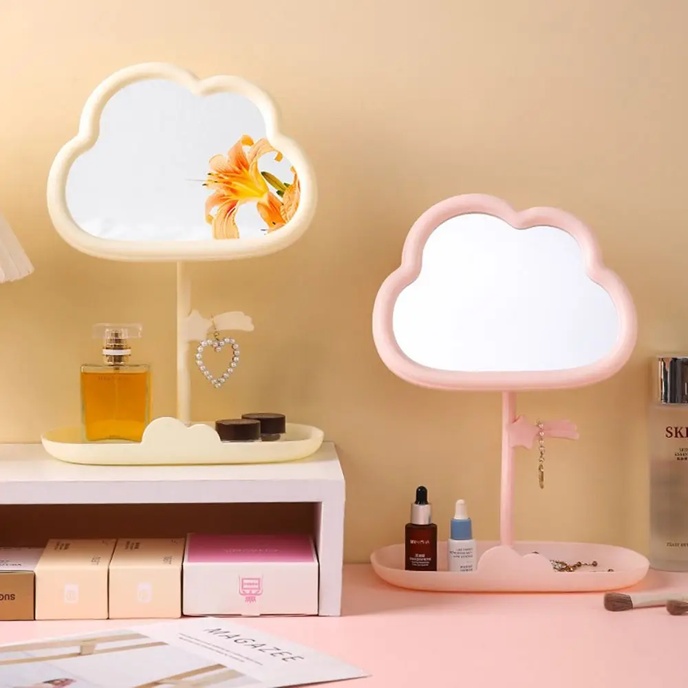 Cream Style Makeup Mirror Decorative Irregular Simple Standing Dresser Mirror Cloud Shaped French Dormitory Desktop Mirror