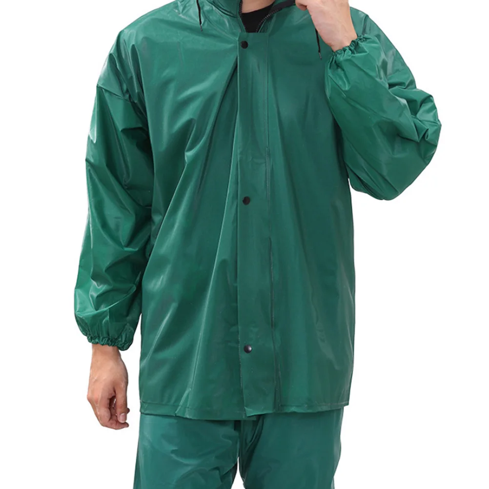 

Reusable Raincoat Set PVC Rainwear Green Poncho with Pant for Men Women Waterproof Durable Outdoor Hiking Fishing Mountain