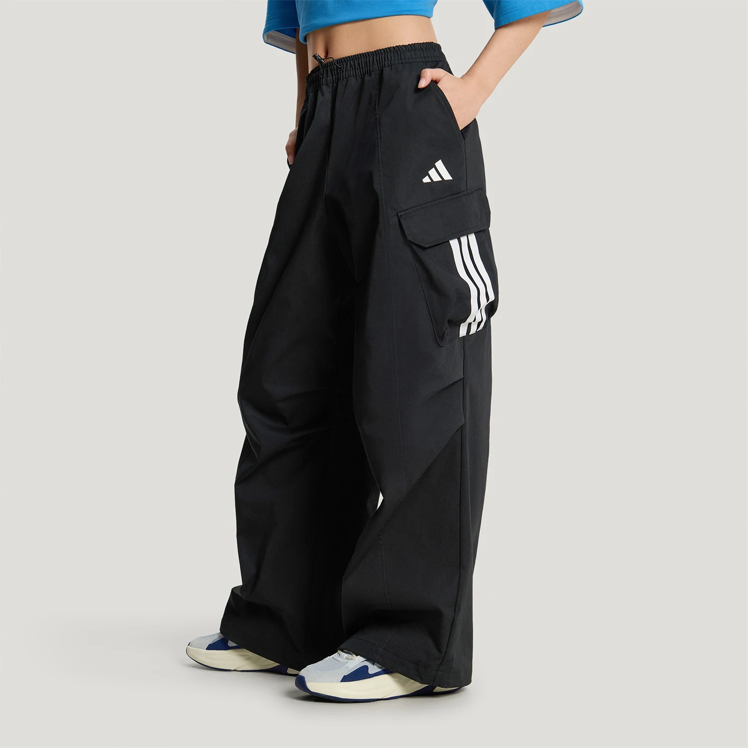 adidas-genuine-woventrousers-new-women's-black-loose-pants-kw0682