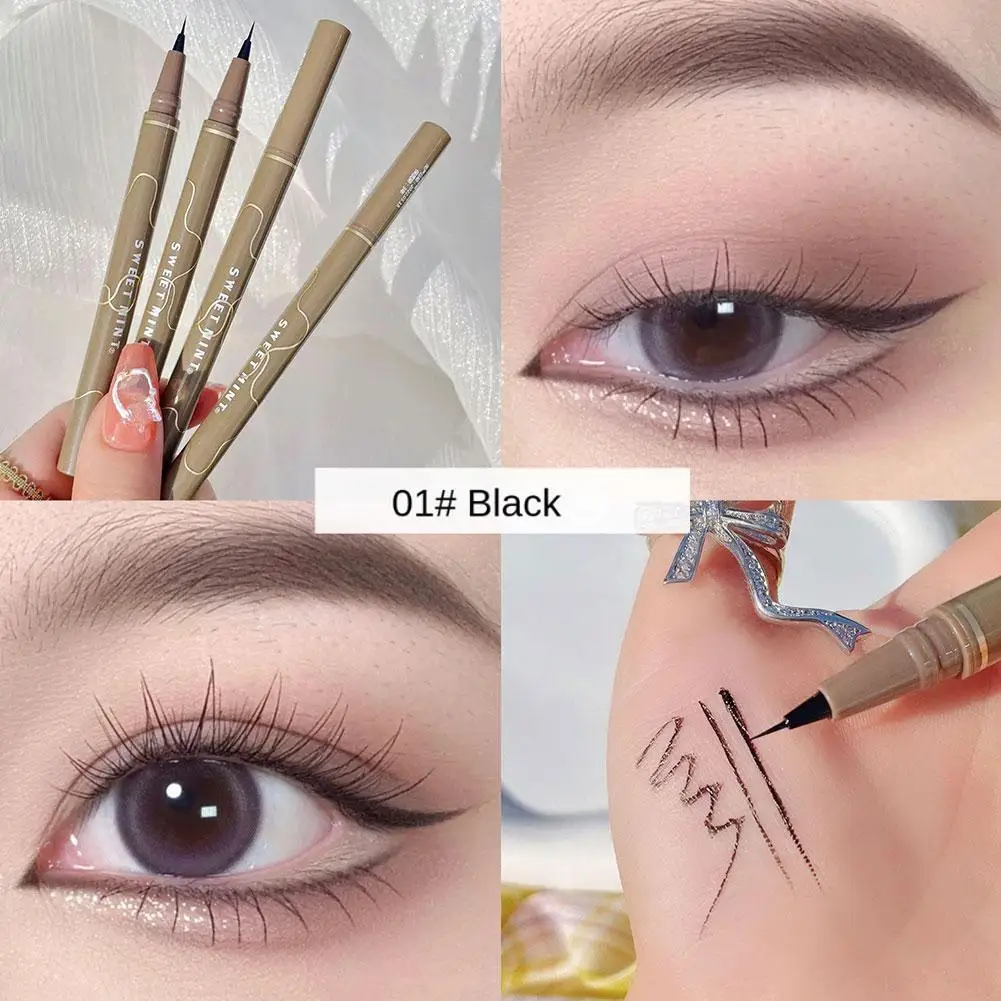 Eyeliner Pen wodoodporny odporny na pot szybkoschnący drobny jedwab do układania długopis długotrwały kosmetyczny rozmazujący płyn do długopisu I4U4