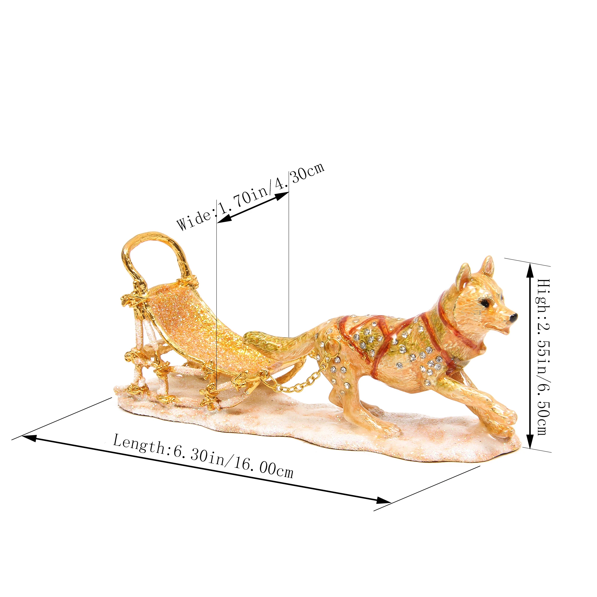 Qifu Home Decoration Gold Color Sled Dog Jewelry Holder