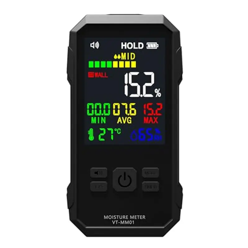 AAAN-Pinless Moisture Meter 19Mm Depth 0.1% Color Display Non-Invasive Wood Drywall Concrete Cement Paper Detector