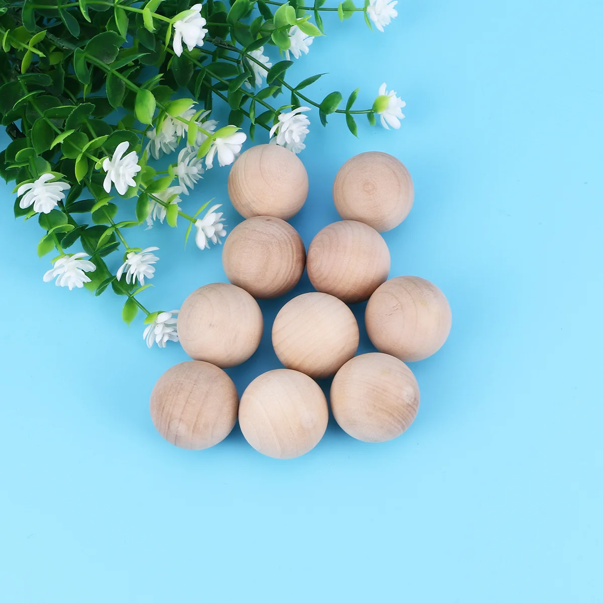 

10pcs Wooden Ball Round Craft Supplies Solid Smooth Surface Diy Accessories For Jewelry Making Photo Props Kids Home Decorations