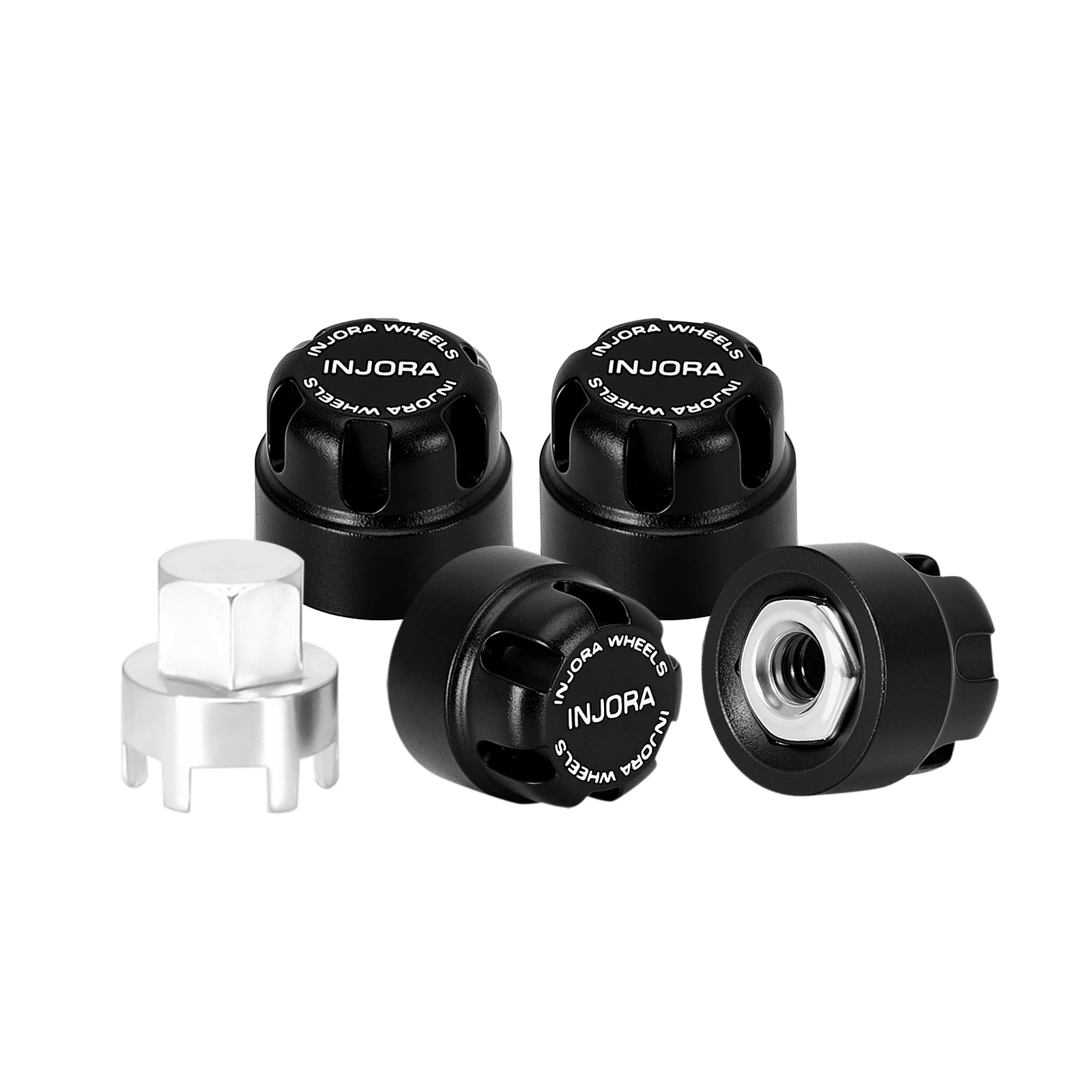 INJORA Wheel Lock Nuts with Aluminum Cap for 1/24 1/18 RC Crawlers (M2 M2.5)