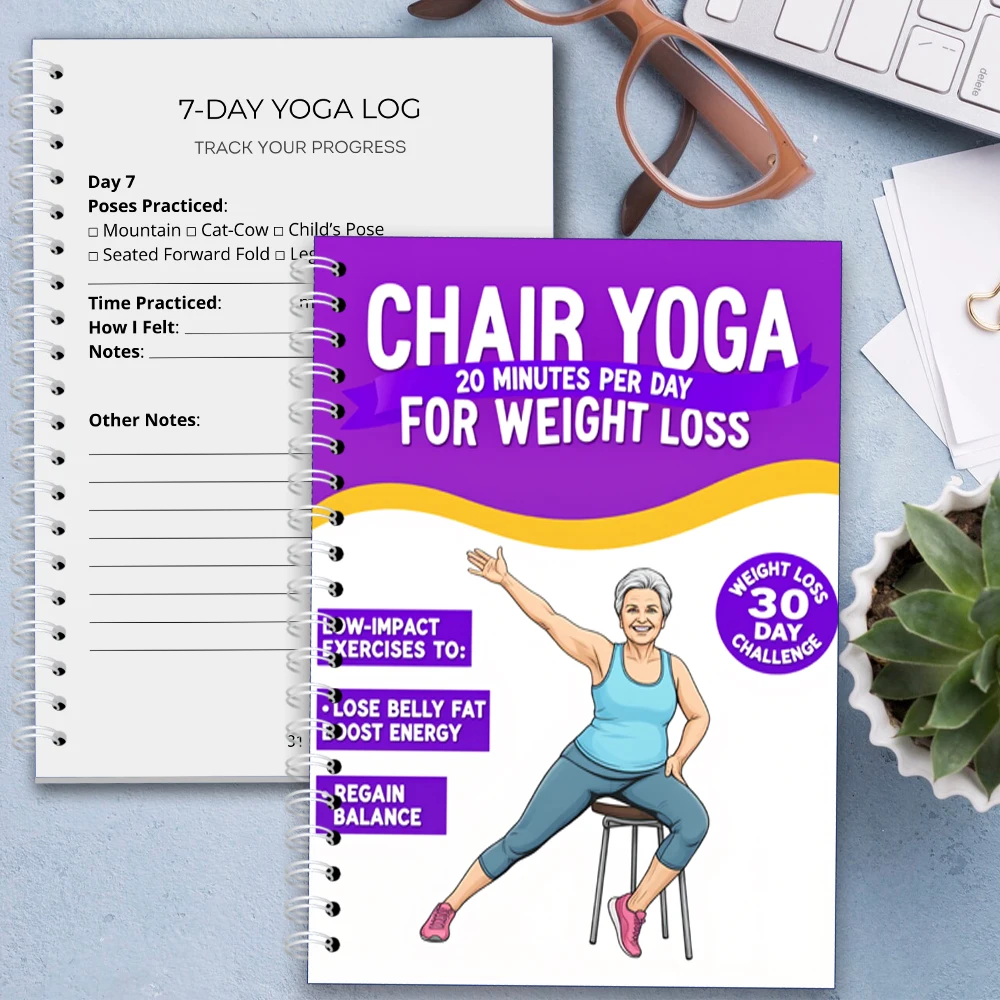 

Chair Yoga Logbook Notebook Fitness Plan for Seniors 60 and Above, Gentle Chair Yoga for Flexibility Balance, 30 Day A5 Easy