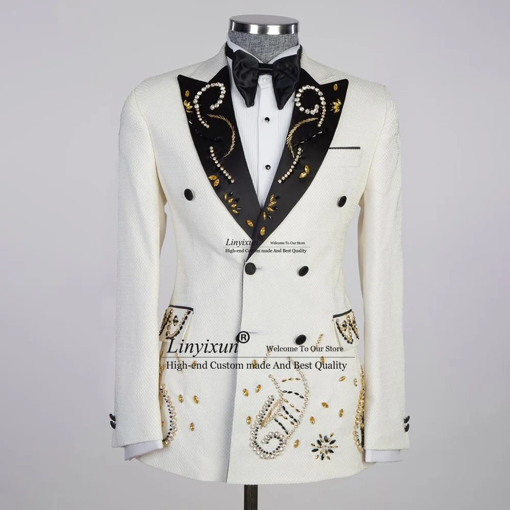 Stylish Designer Bespoke Tuxedos Men Suits 2 PCS Groom Tuxedos Sets Wedding Prom Blazers Pants Outfit Customized Costume Homme