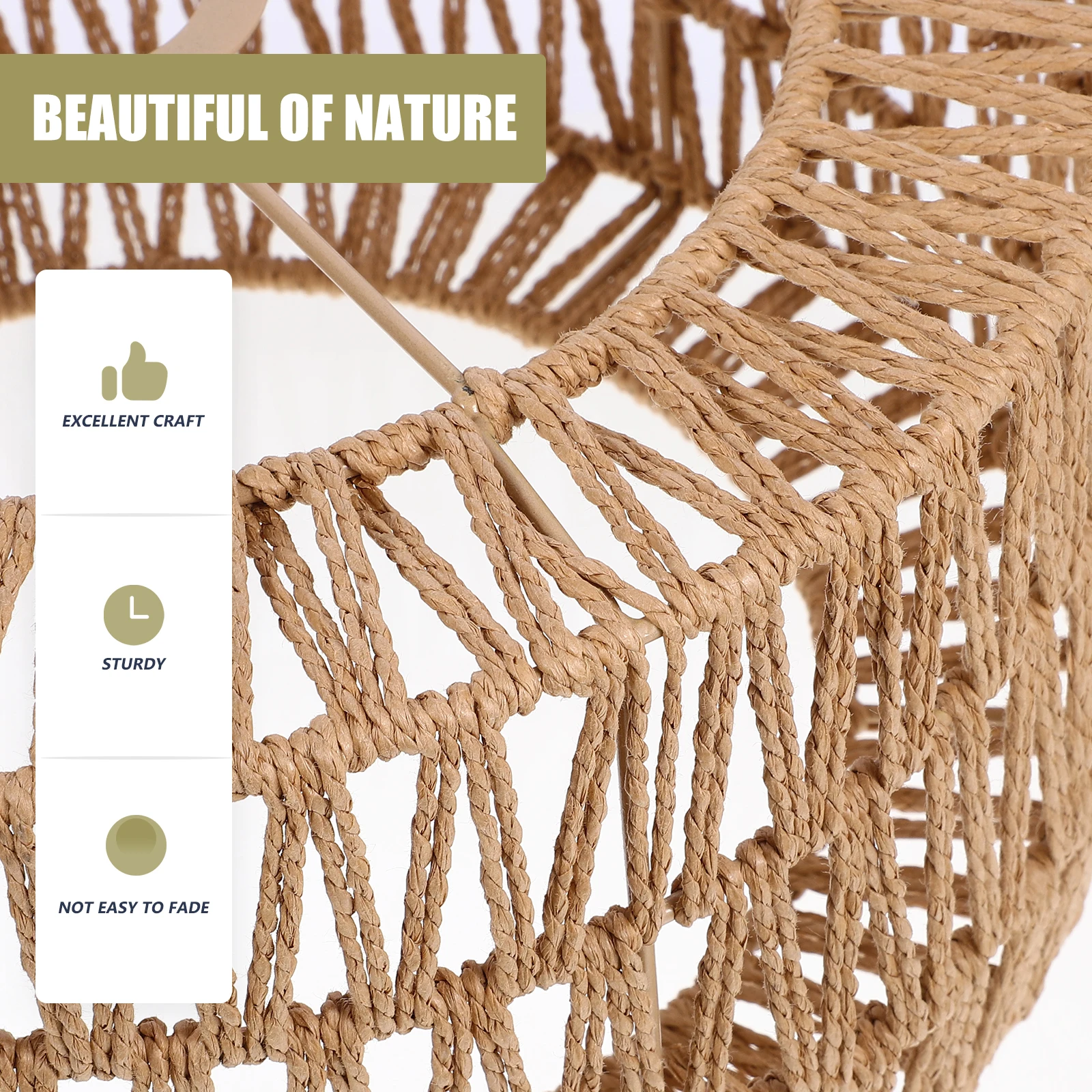 

Straw Rope Lampshade Woven Cover for Pendant Lamp Small Yellow Size Braided Light Shade Indoor Lighting Supply