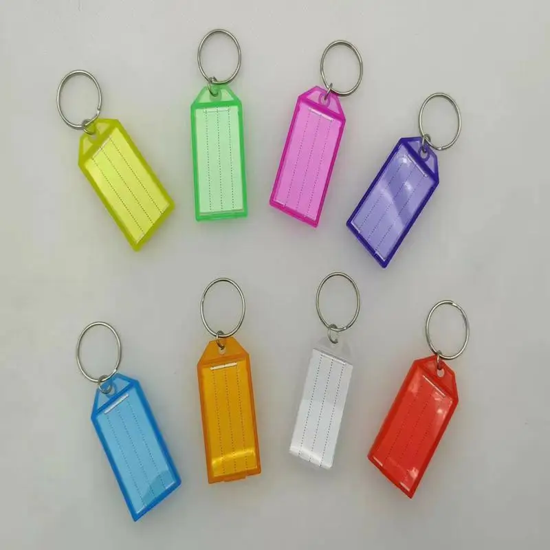 Key Tags 2 Inch Plastic Key Chain Tags with Ruled Blank Paper Labels Transparent Covers and Split Rings Sturdy Item Identifiers