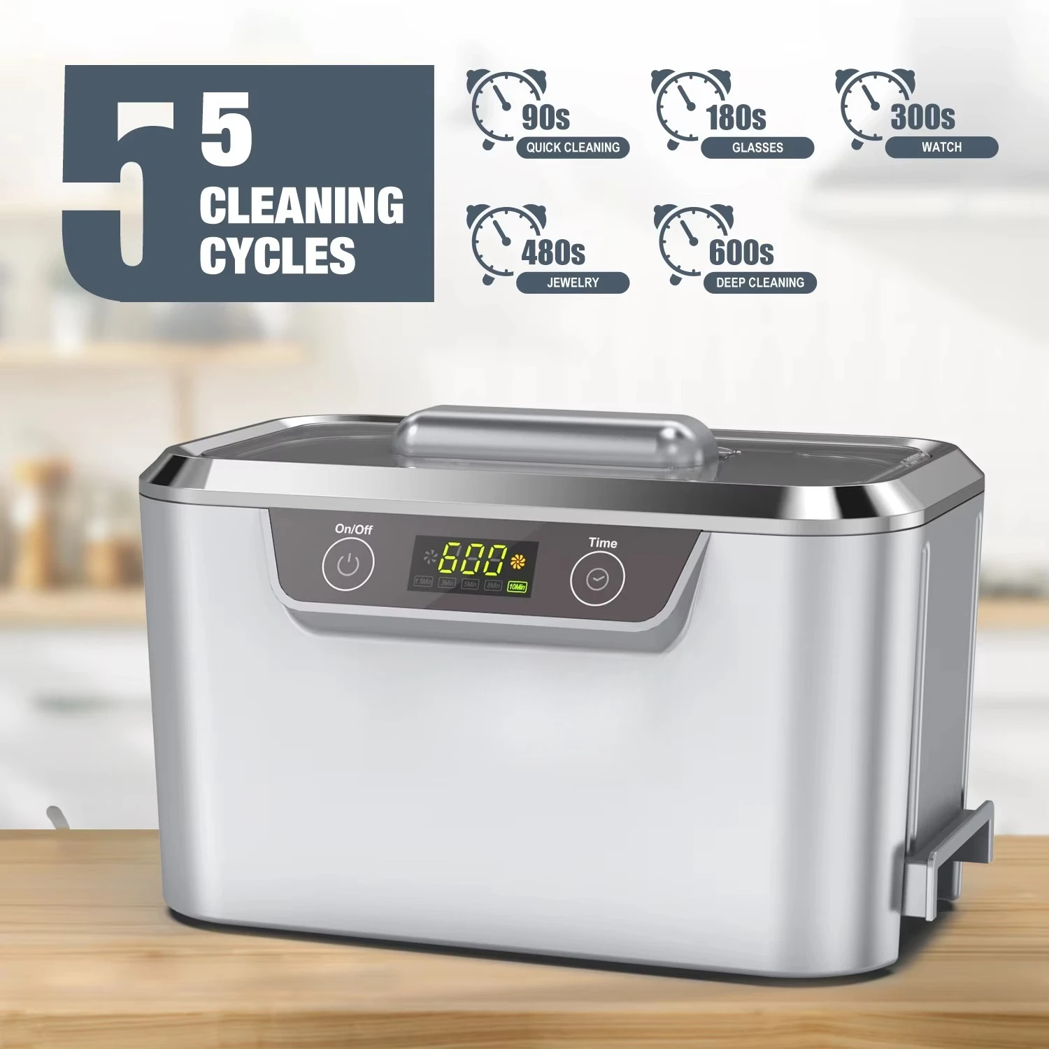 Low Noise 800ml Ultrasonic Cleaning Machine 42kHz Ultrasonic Cleaner for Eyewear Repair Workshop Parts Cleaning