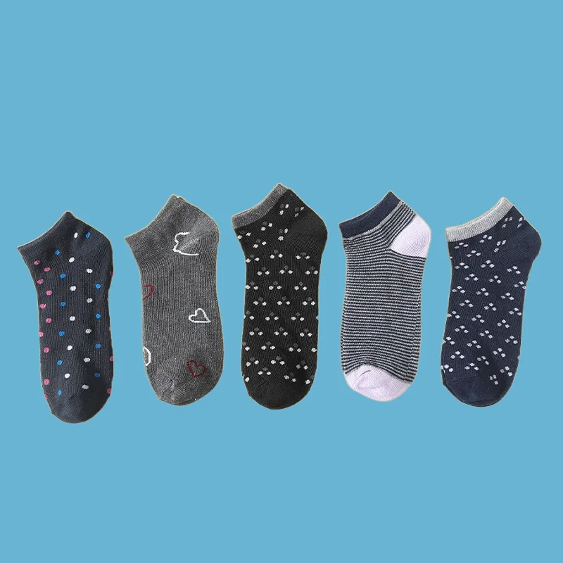 Chaussettes courtes carillon simples pour femmes, absorbant la sueur, respirantes, coupe basse, chaussettes à rayures peu profondes, chaussettes de bateau pour femmes, printemps, 5/10 paires