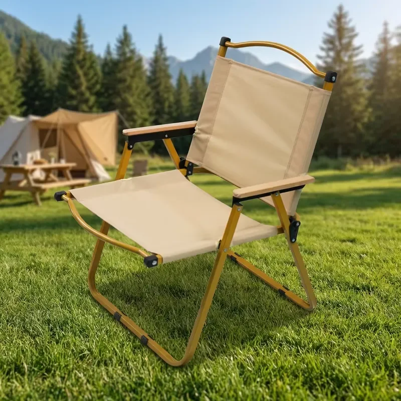 High Back Portable Folding Chair with Armrests for Outdoor Camping Picnic Travel Comfortable Seat