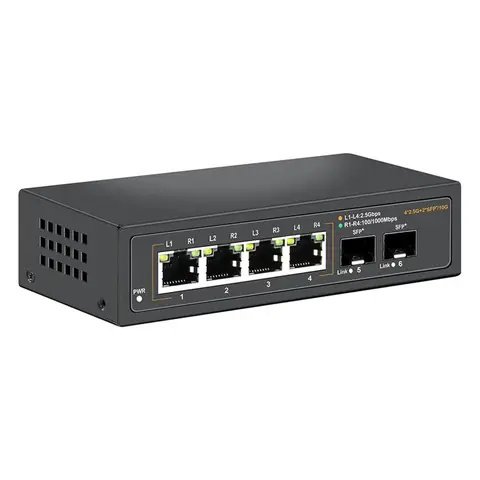 New--Unmanaged Ethernet Switch 2.5G With 4 X 2.5G Base-T Ports And 2 X 10G SFP Uplink Port,For 100/1000/2500Mbps US PLUG