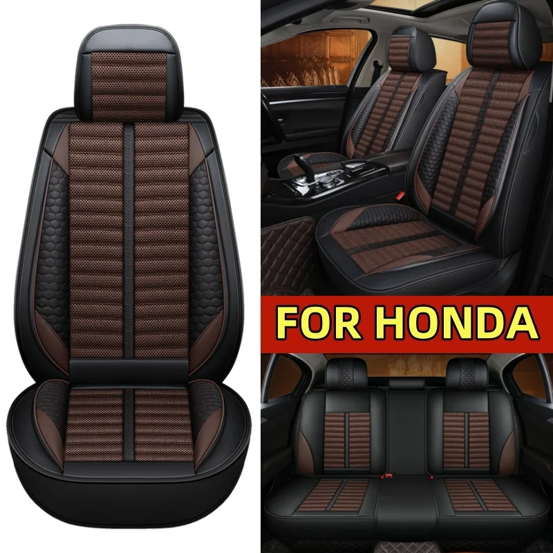 

Чехол на автомобильное сиденье FOR HONDA, дышащий, из искусственной кожи, льняной фигуркой ​ ​ износостойкий мягкий и удобный чехол на сиденье с полной оберткой