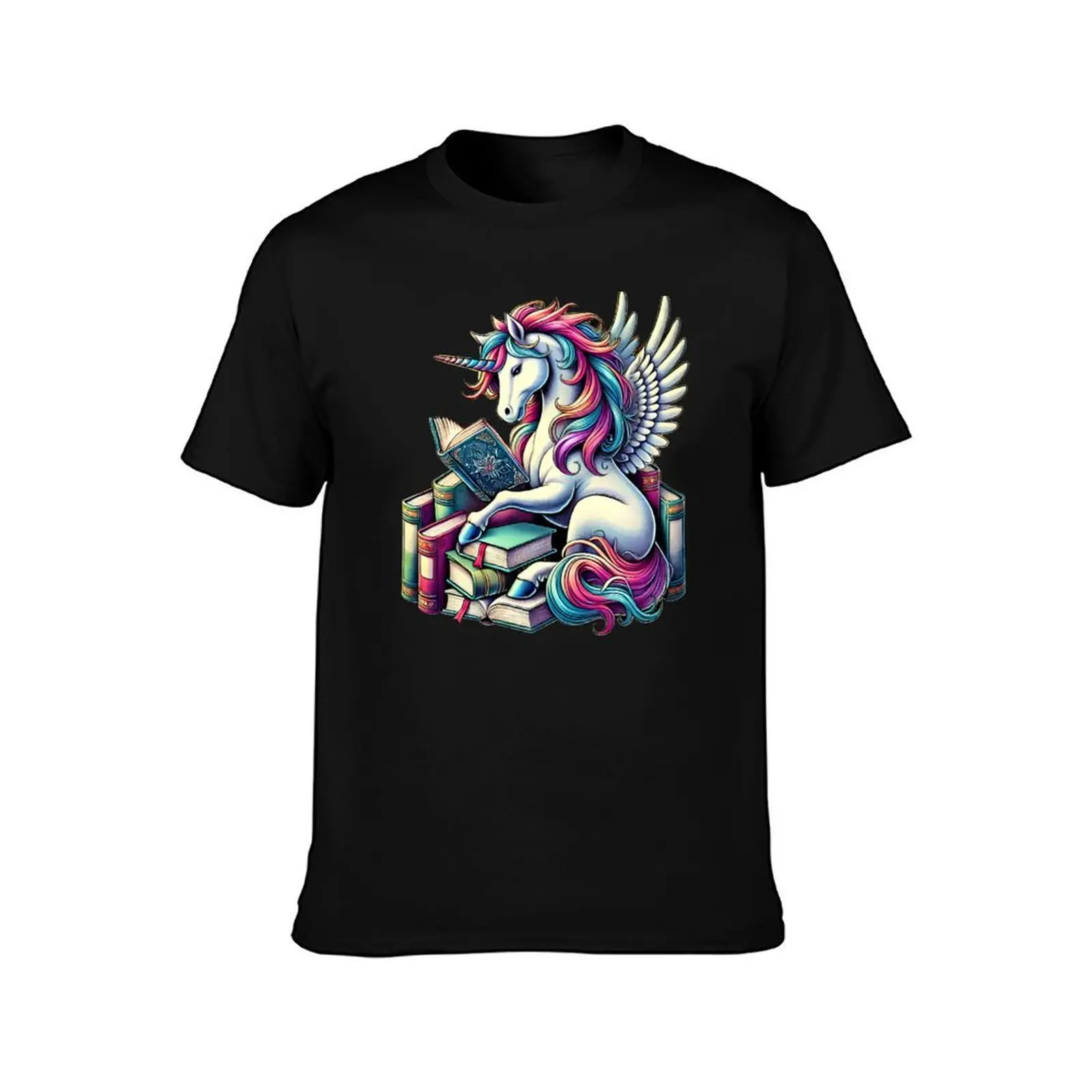 Unicorn Reading Book Reader Bookworm Unicorn Lover T-Shirt t shirts for man cotton soft T-Shirt