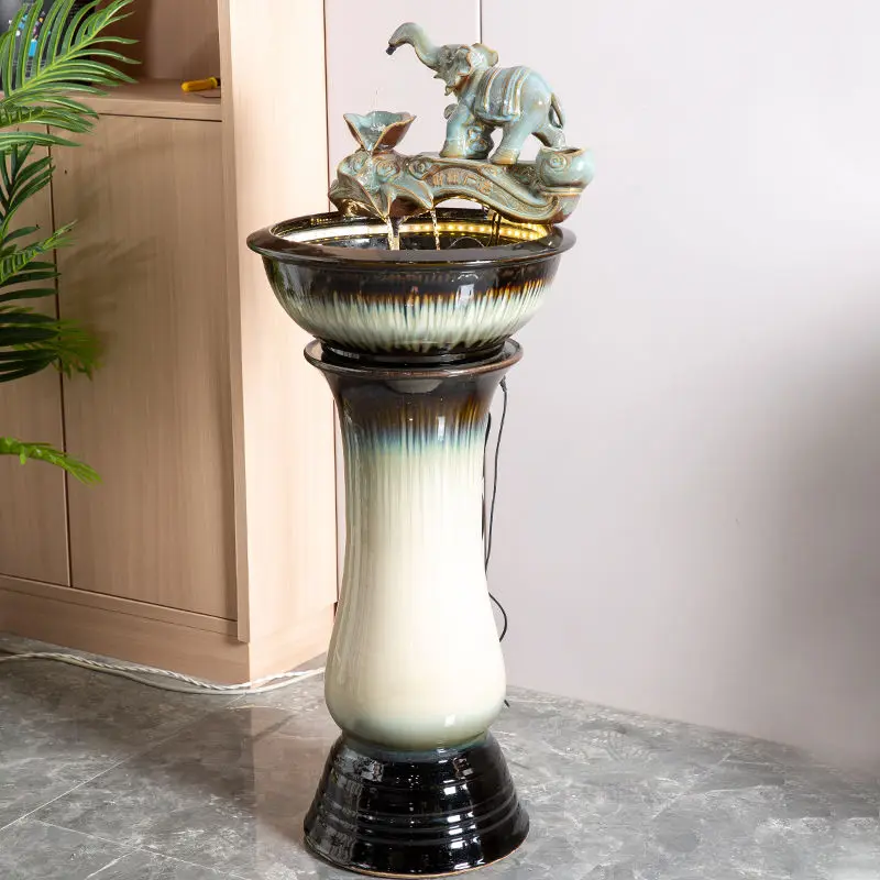 Ceramic fountain circulating water atomizing humidifier water feature living room entrance floor ornament