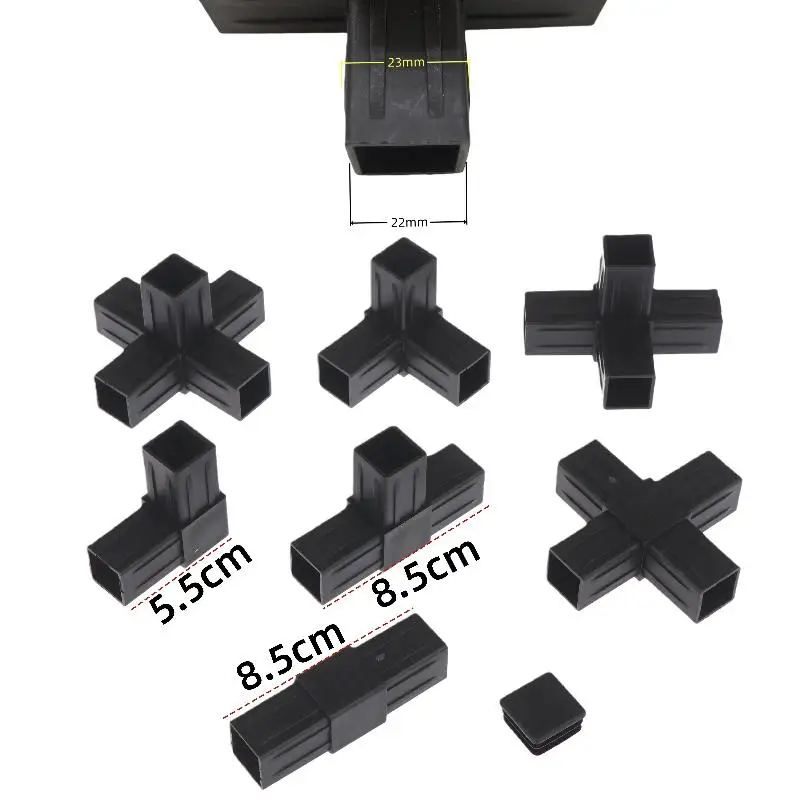 ABS Plastic Hexagonal 6-Way Fittings, 22mm Square Pipe Connector & Angle Code for Structural Assembly, 2-20Pcs