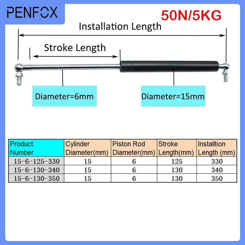 

1 шт., 330-350 мм, 5 кг/50 Н, универсальные стойки, газовая пружина, амортизатор, гидравлический подъемник, опора, стойка, кровать, машина, мебель