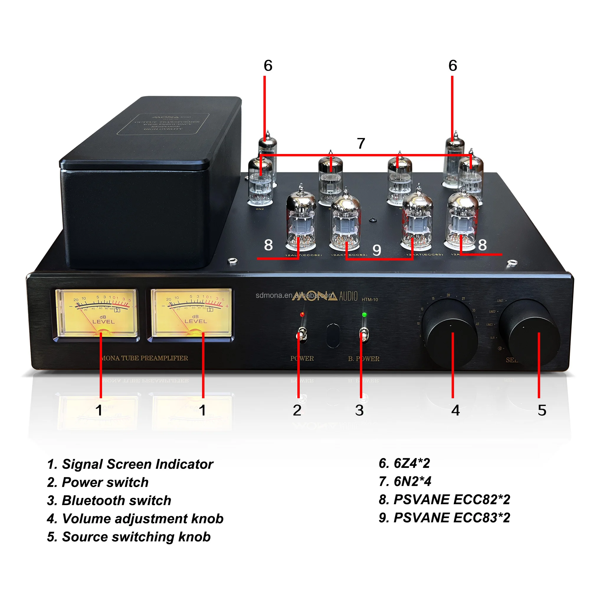 New HTM-10 Audio Processor with Ten Vacuum Preamplifiers Connected to Pure Amplifier, HiFi Grade for Headphones