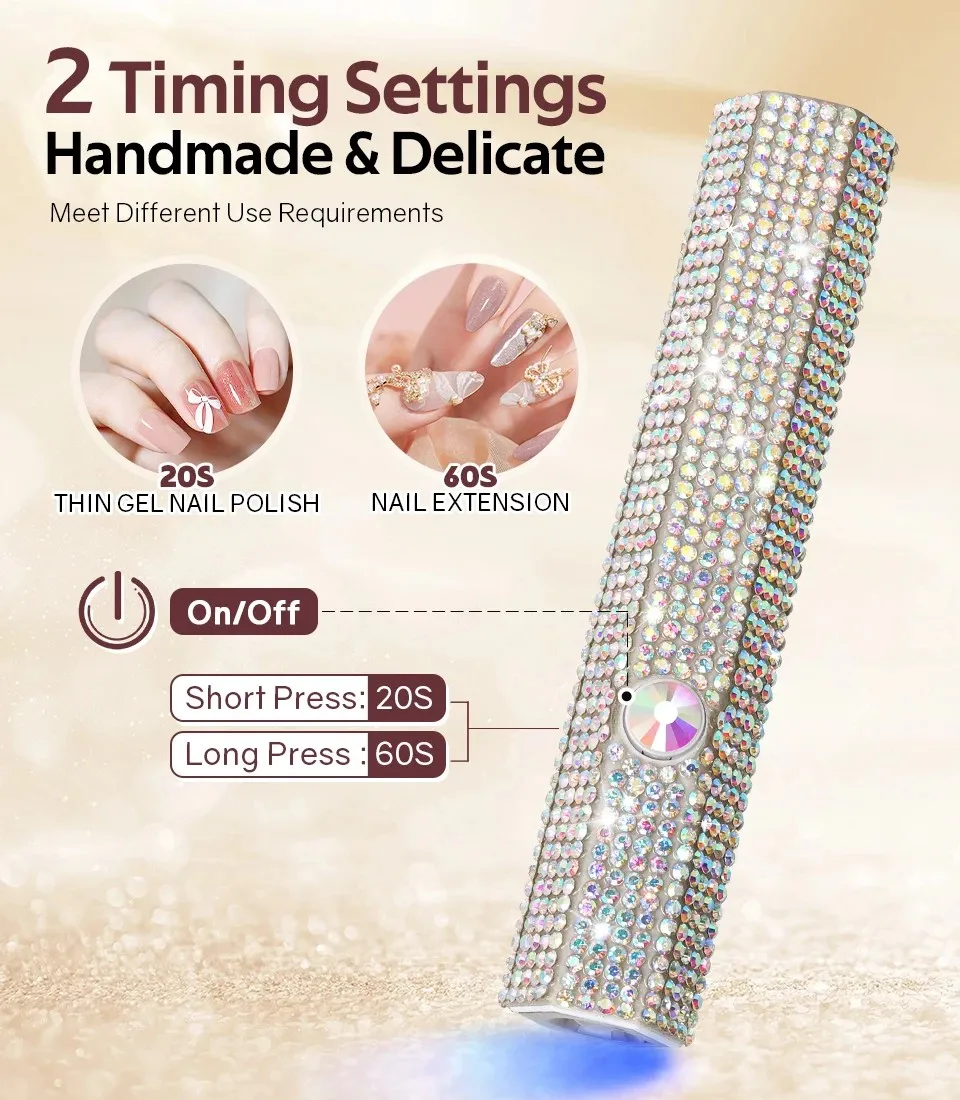 Mini Handheld UV Led Lamp for Nails Portable Rechargeable Nail Dryer for Curing Gel Polish