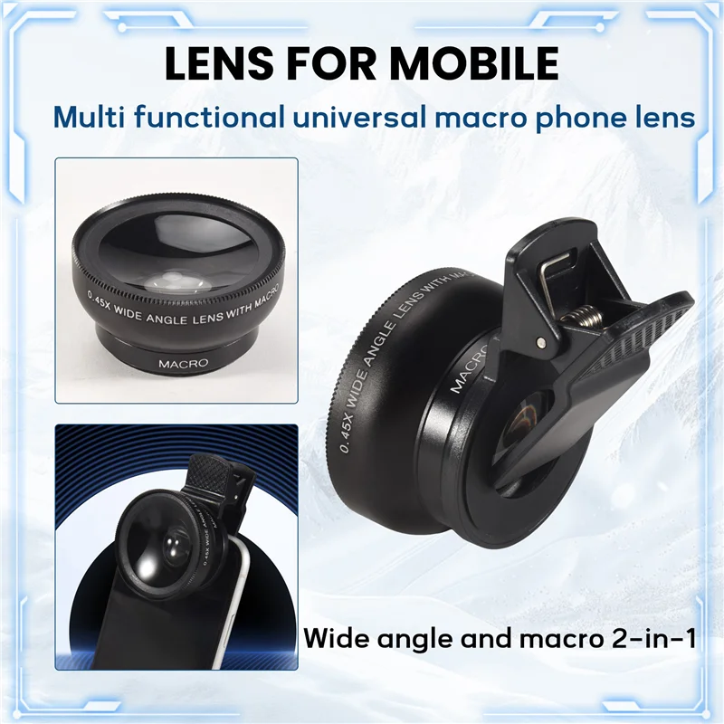عدسة هاتف 2 في 1 عالية الدقة 0.45X زاوية واسعة للغاية وعدسة ماكرو للهاتف المحمول 12.5X لهاتف آيفون 11 لهاتف Xiaomi لهواوي-AA78 #3