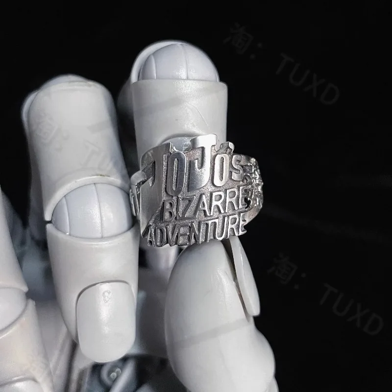 JOJO Bizarre Adventure Letter Title Impression Ring for Men Trendy Fashion Personality Versatile Punk Style Open Mouth Ring