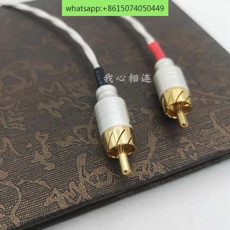 Línea de señal chapada en plata, línea de paso de flor de loto doble, amplificador de potencia 2RCA, línea de conexión de reproductor de CD, cable audiófilo