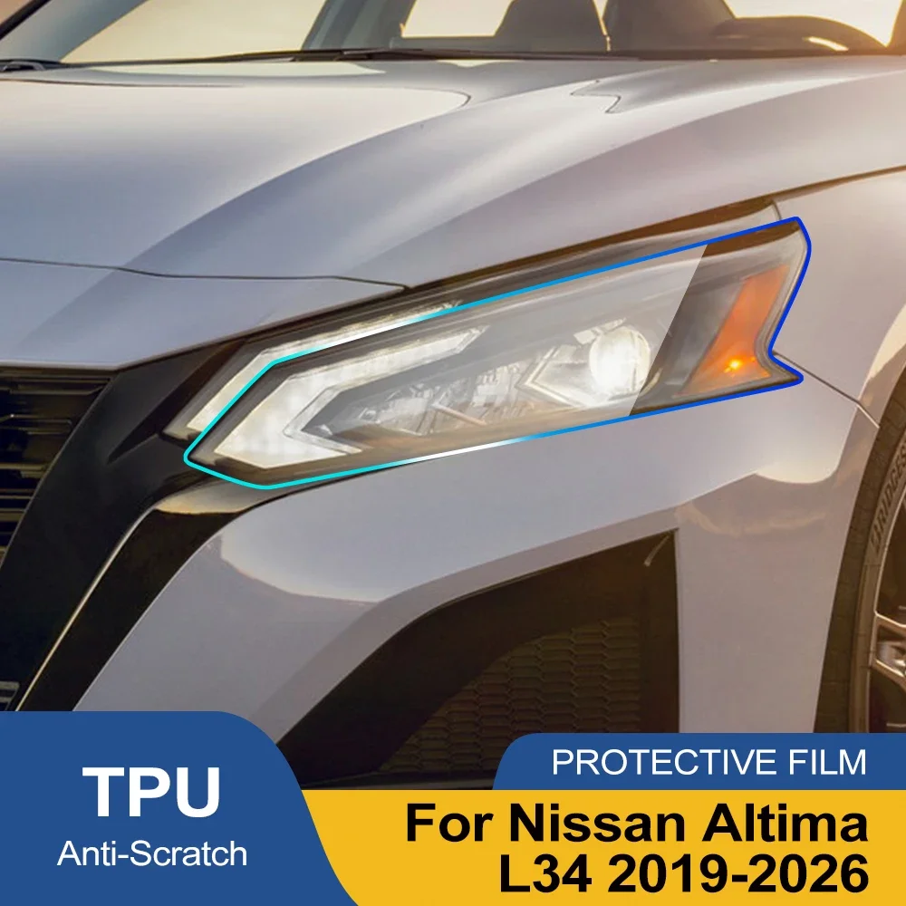 Premium Pre-Cut TPU Headlight Film Smoke Black High-Gloss for Nissan Altima L34 2019-20226 PPF Anti-Scratch Vinyl Wrap Kit