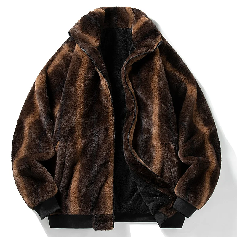 

The New Winter Stand-up Collar Double-sided Fleece Jacket Is A Fashionable and Casual Solid-color, Fleece and Thickened Cardigan