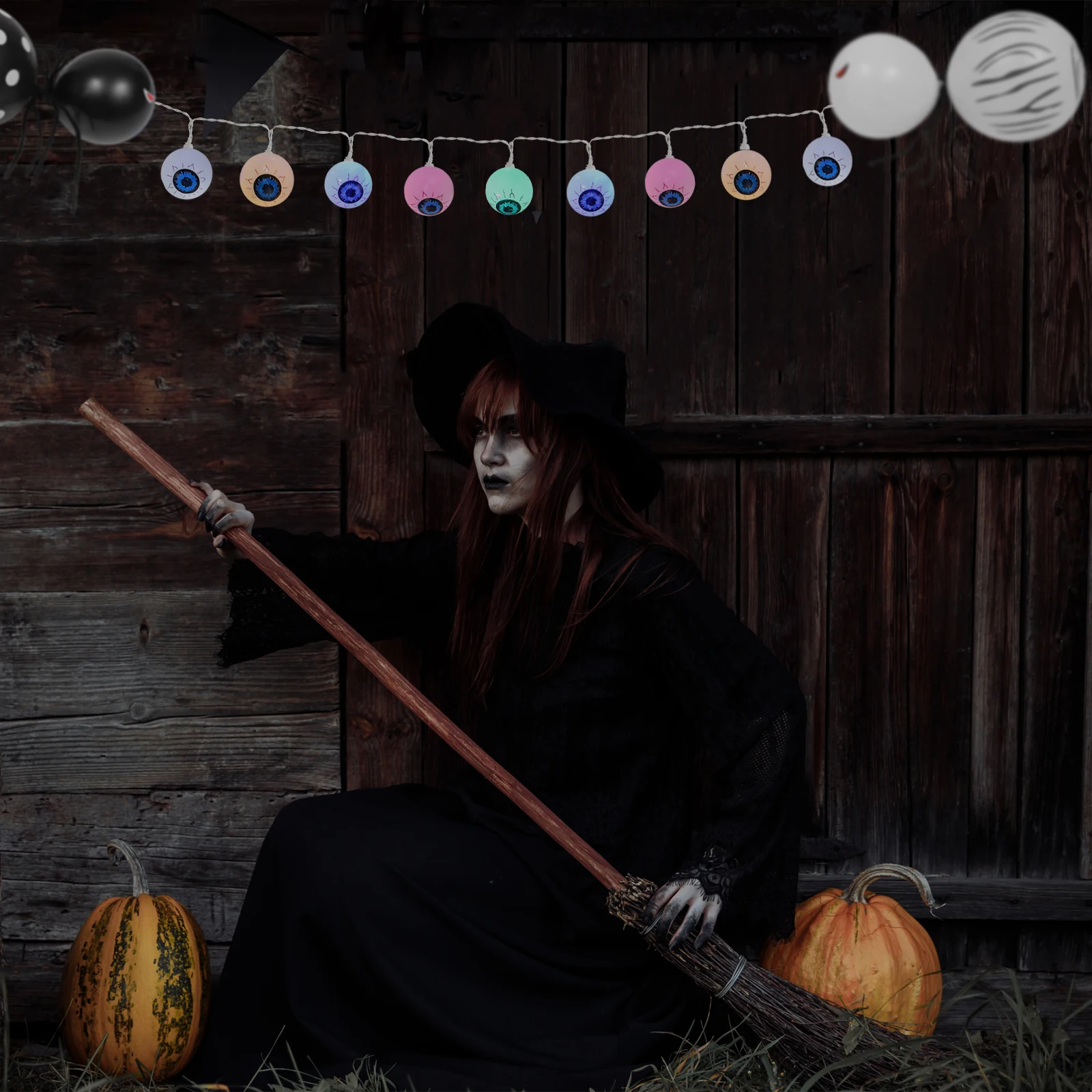 

LED Light String Eyeball Shape Operated Halloween Festive Atmosphere Cool nament Dance Restaurant