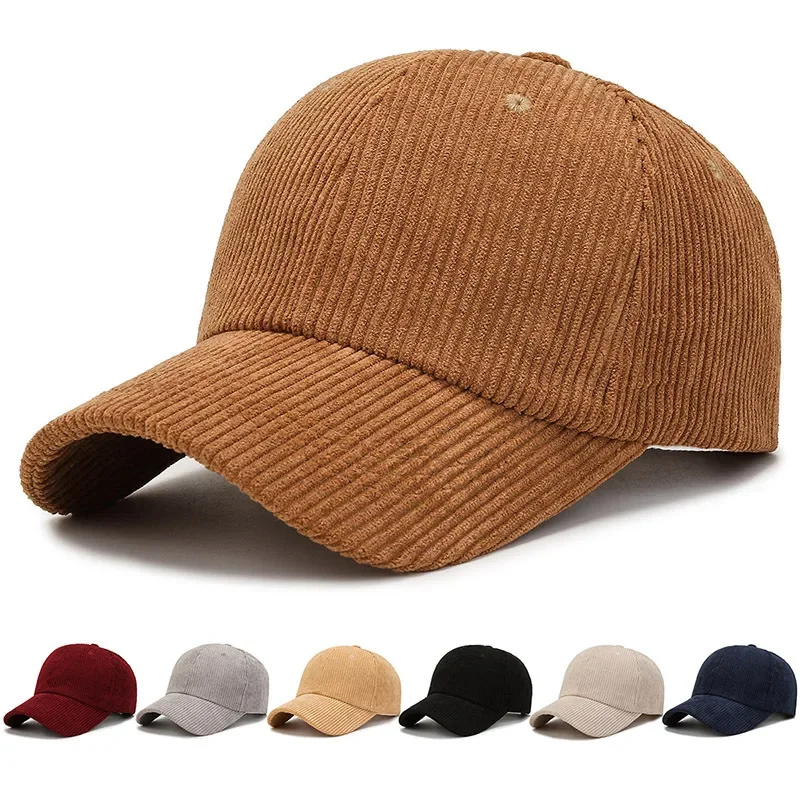 Spring Autumn Corduroy Baseball Cap for Women Men Unisex Vintage Solid Snapback Hip Hop Hats Winter Adjustable Outdoor Sport Hat