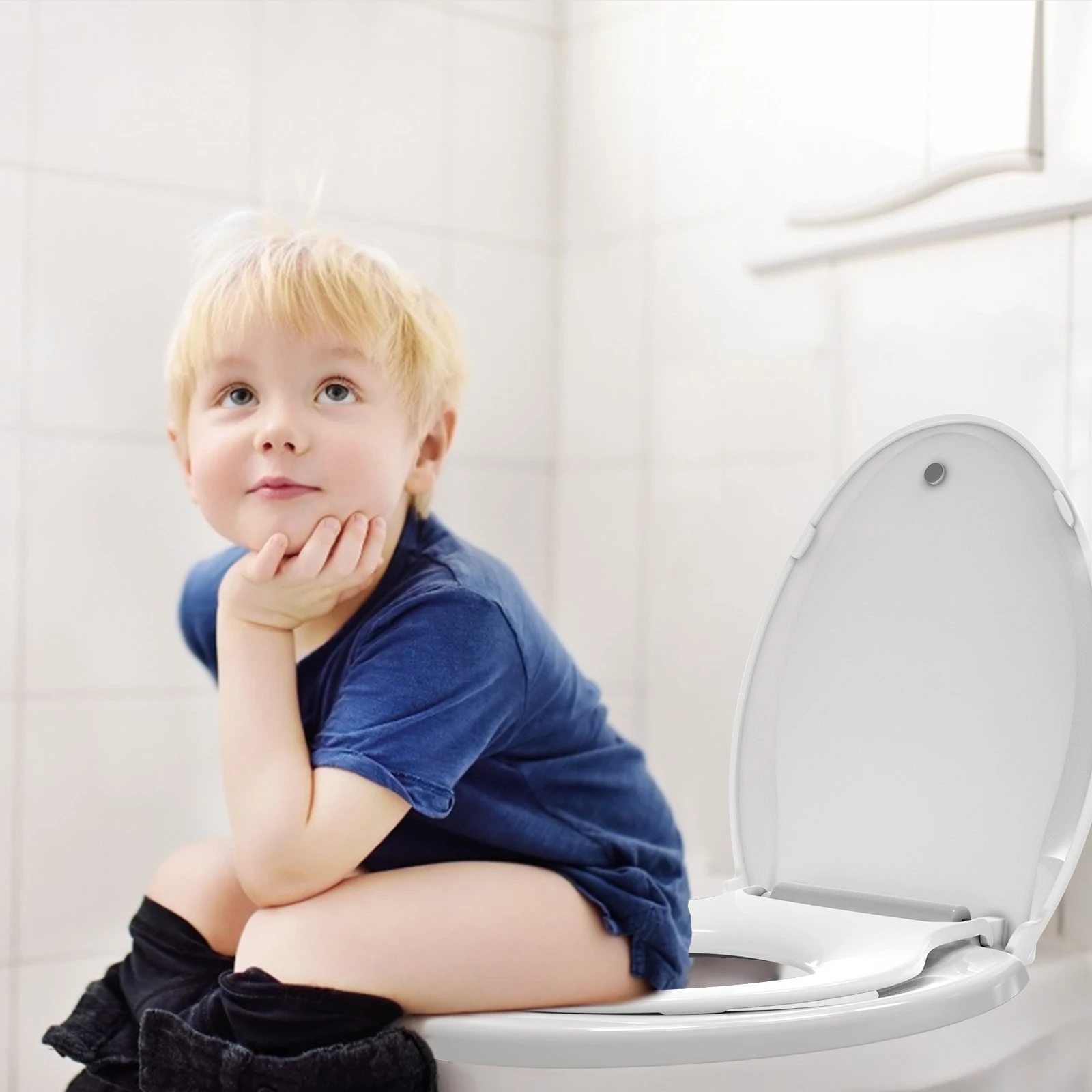 Sedile WC, sedile WC rotondo con sedile per bambini integrato, sedile WC per vasino rotondo adatto sia per adulti che ai bambini