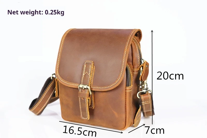 New men's retro leather vertical square solid color crossbody bag shoulder bag large capacity bag