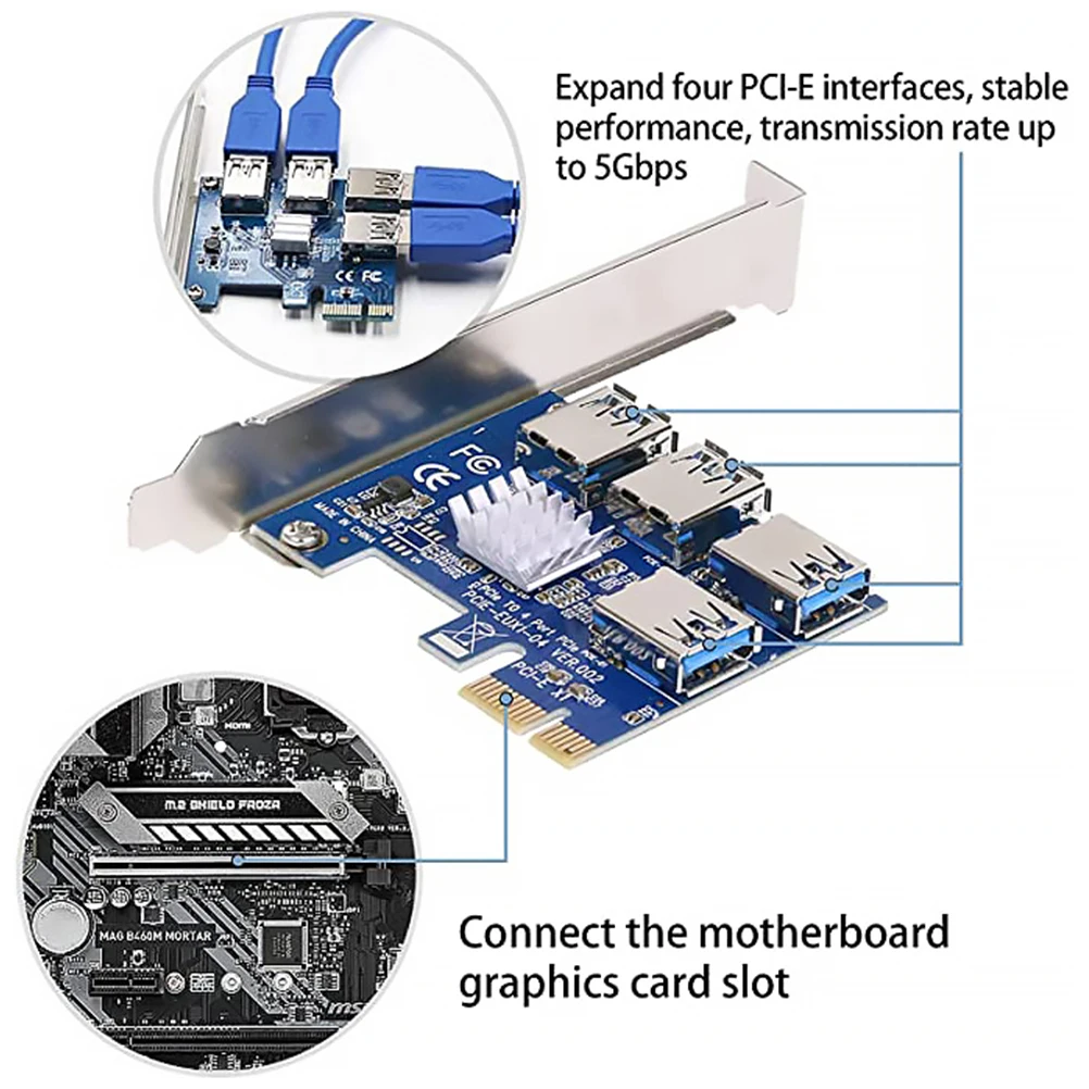 

PCI-E Expansion Card Extender Express Riser Adapter Usb Extension Cable for Pcie