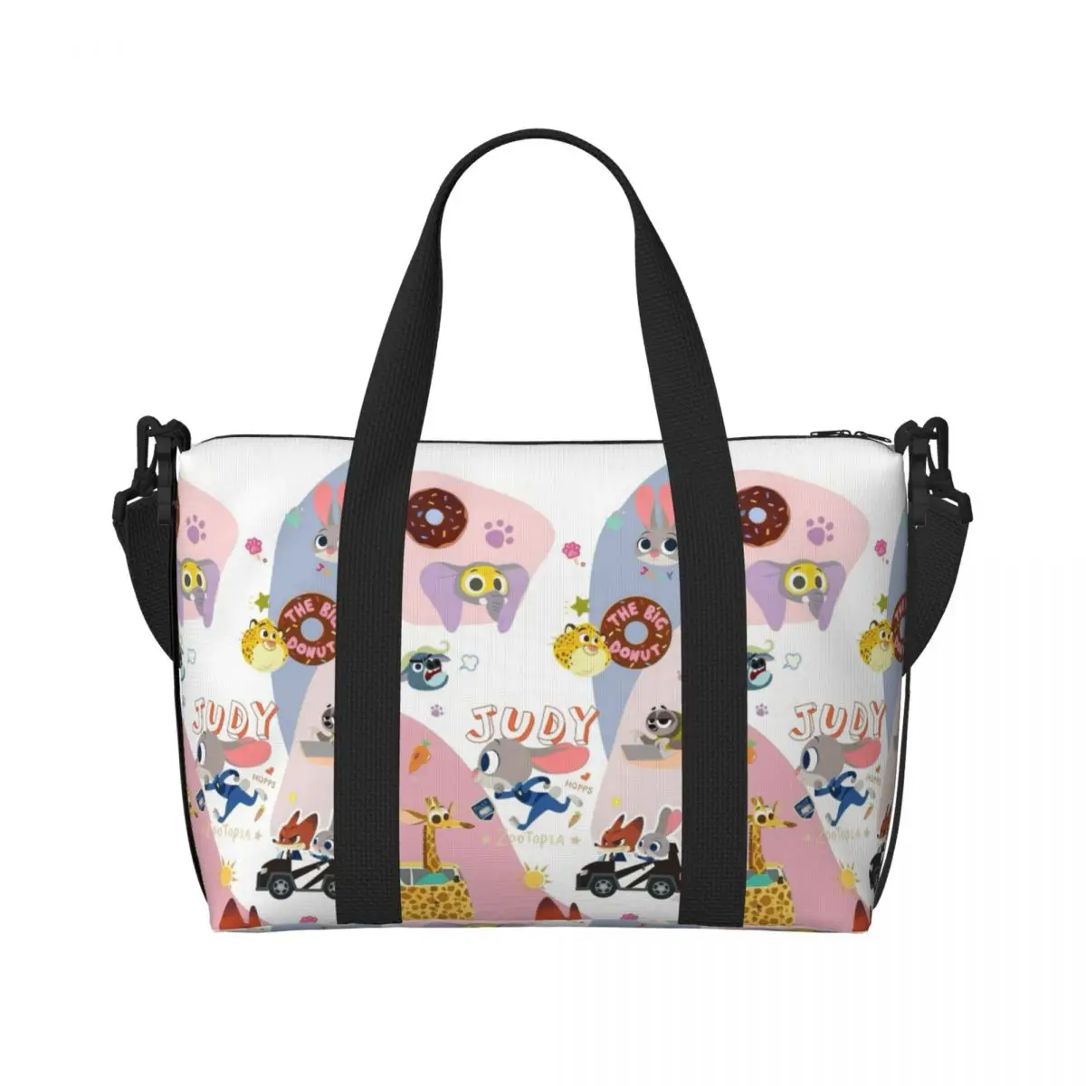 Custom Z-Zootopia Wallpaper Beach Tote Bag for Women Cute Cartoon Big Compartment Beach Gym Travel Bags