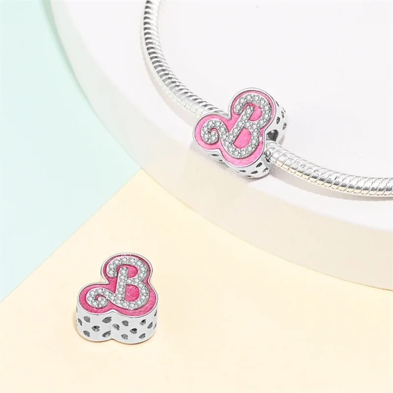 New 925 Sterling Silver Pink Princess Skirt Lipstick Charms Beads Fit Pandora 925 Original Bracelet DIY Jewelry Birthday Gift