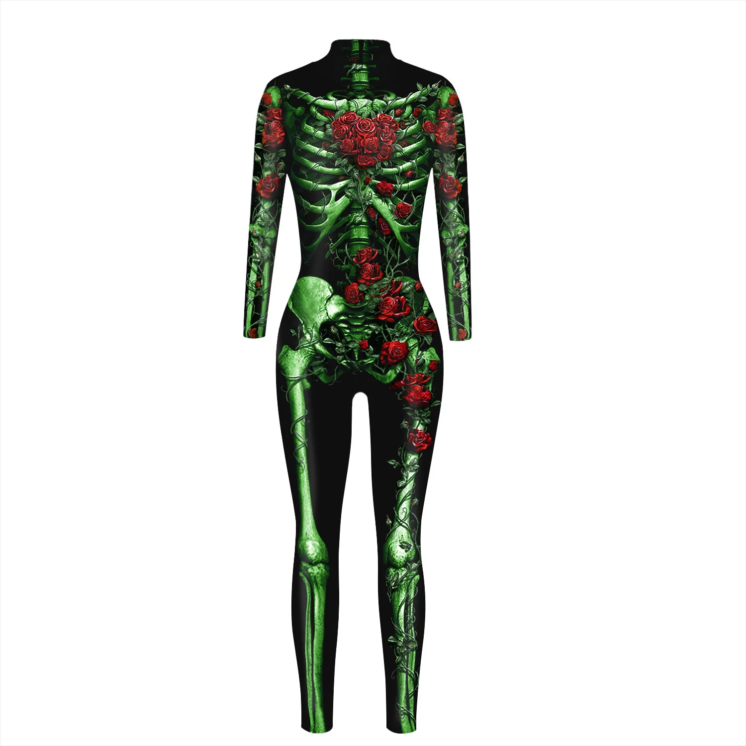 Festtags-Karnevalskostüm Skelett-Bedruckte Bodysuits für Frauen Bunte Halloween-Cosplay-Jumpsuits Zentai-Catsuit – Detail 16
