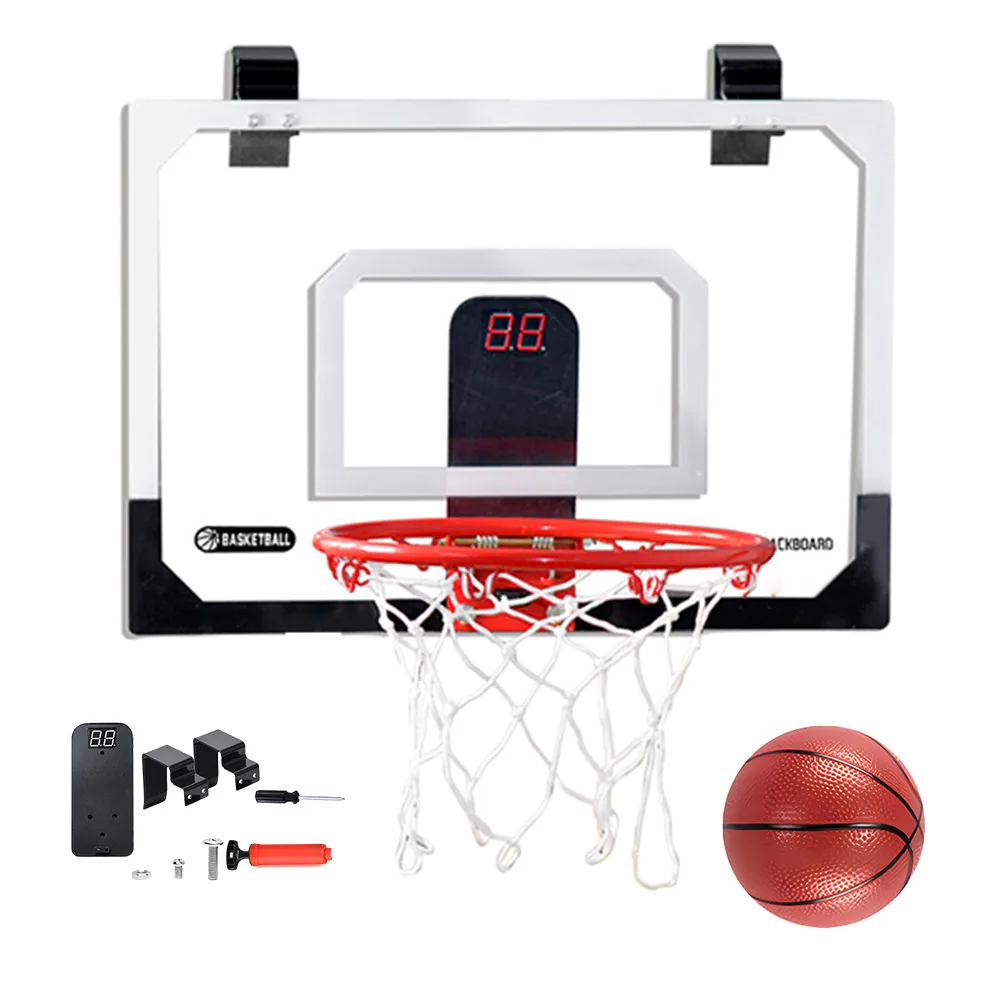 Juego de aro de baloncesto, aros de baloncesto para puerta, sala de juguetes deportiva, aro de baloncesto con marcador electrónico, regalos para niños y adolescentes