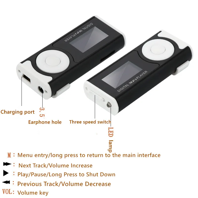 New Portable MP3 Player LCD Screen USB Supper Slim Mini Clip Mp3 Player Electronic Sports Music Player Support Micro SD TF Card