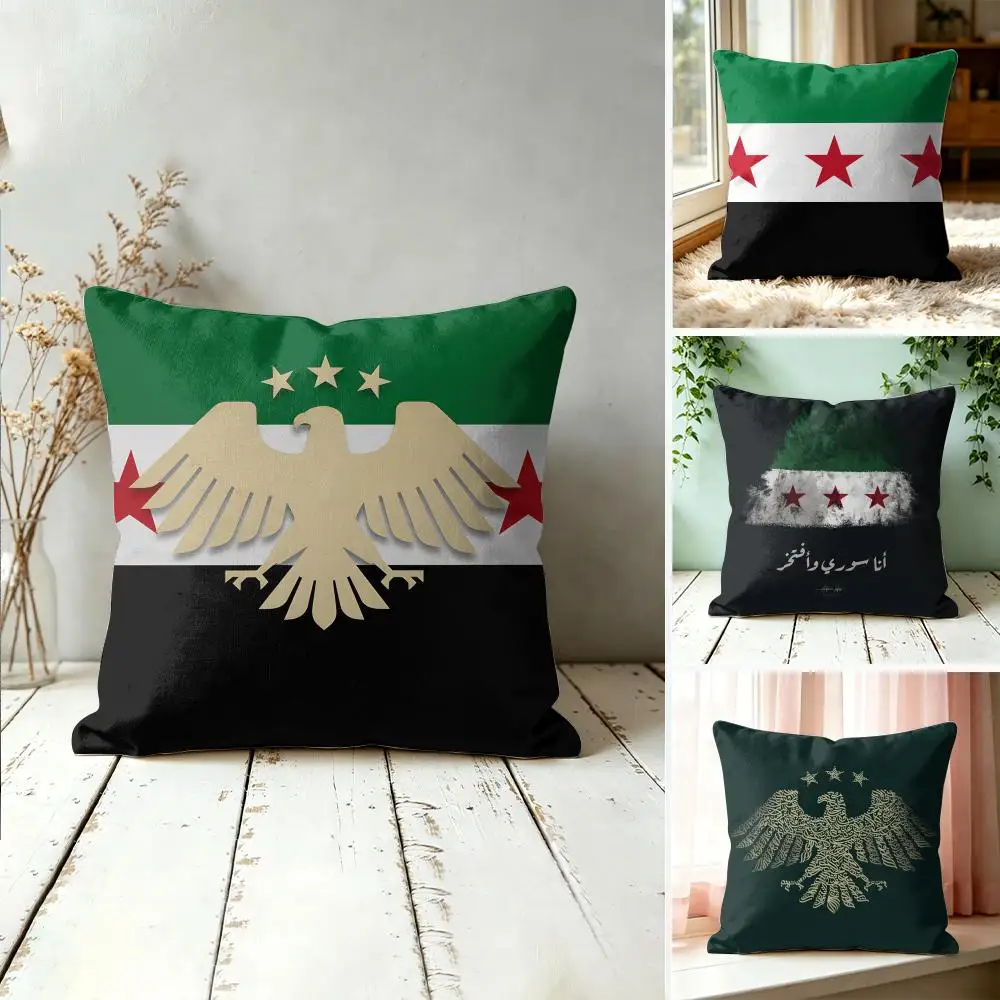 Syrian Revolution Flag Cushion Cover Square Pillow Bedroom Sofa Leisure Comfort Living Room Home Decoration 40X40