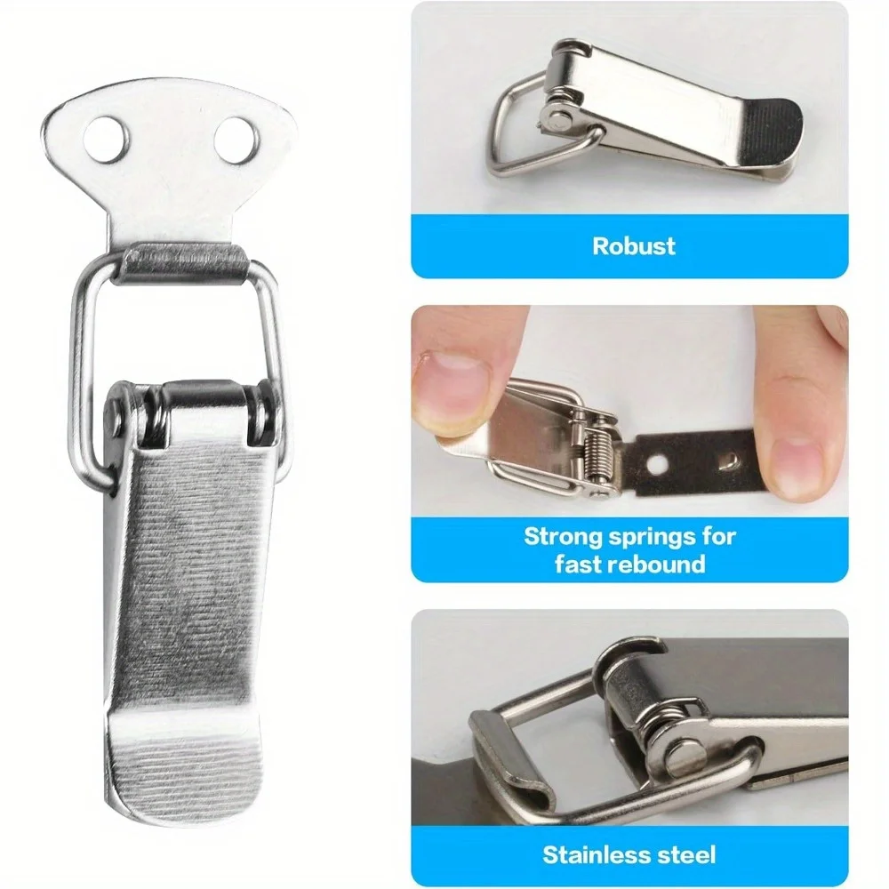 Durable Spring Loaded Toggle Latch, Rustproof Stainless Steel Catch Latch for Storage Box Furniture Hardware